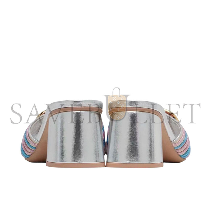 VALENTINO METALLIC VLOGO SIGNATURE SLIDE SANDAL WITH CORNELY EMBROIDERY 60MM